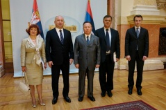 12 June 2013 The President of the International Foundation for the Unity of Orthodox Christian Nations, Valery Alexeev with Deputy Speaker Popovic and the MPs